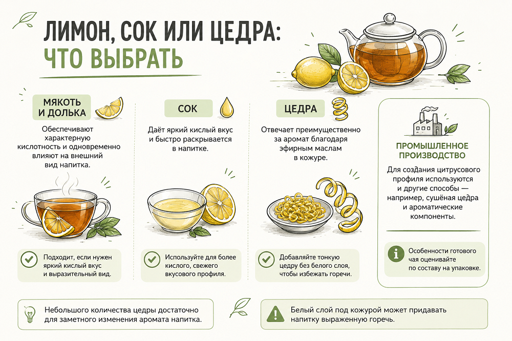 Разные части цитруса дают разный результат.